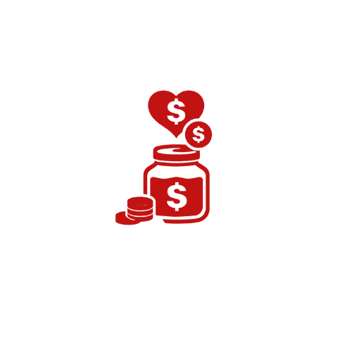 Federal campaign donation jar with dollar symbols, representing political fundraising and support.