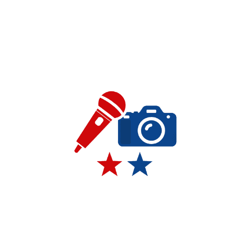 Bernadette Smith for U.S. Senate campaign logo with microphone and stars, promoting her Senate bid.